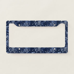Blue Vintage Floral Toile Pattern (10) License Plate Frame