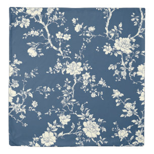 Blue Vintage Floral Toile Pattern (11) Duvet Cover
