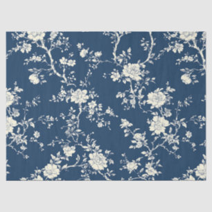Blue Vintage Floral Toile Pattern (11) Tissue Paper