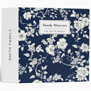 Blue Vintage Floral Toile Pattern (12) 3 Ring Binder