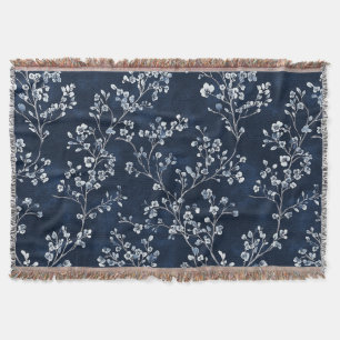 Blue Vintage Floral Toile Pattern (13) Throw Blanket