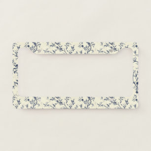 Blue Vintage Floral Toile Pattern (1) License Plate Frame