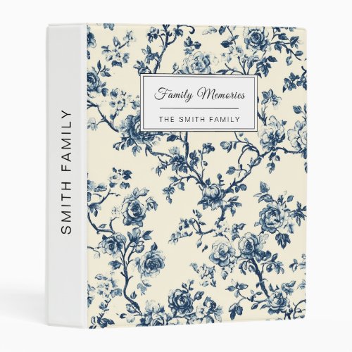 Blue Vintage Floral Toile Pattern (2) Mini Binder