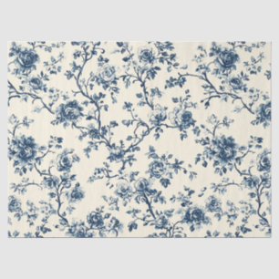 Blue Vintage Floral Toile Pattern (2) Tissue Paper