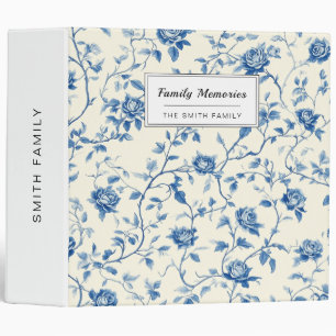 Blue Vintage Floral Toile Pattern (3) 3 Ring Binder