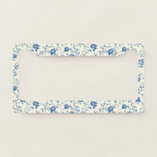 Blue Vintage Floral Toile Pattern (3) License Plate Frame