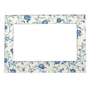 Blue Vintage Floral Toile Pattern (3) Magnetic Frame
