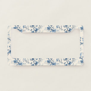 Blue Vintage Floral Toile Pattern (4) License Plate Frame