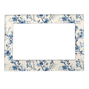 Blue Vintage Floral Toile Pattern (4) Magnetic Frame