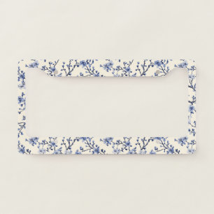 Blue Vintage Floral Toile Pattern (5) License Plate Frame