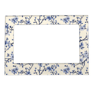 Blue Vintage Floral Toile Pattern (5) Magnetic Frame