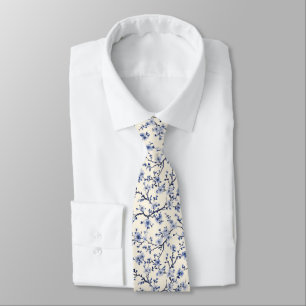 Blue Vintage Floral Toile Pattern (5) Neck Tie