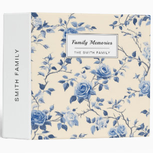 Blue Vintage Floral Toile Pattern (6) 3 Ring Binder