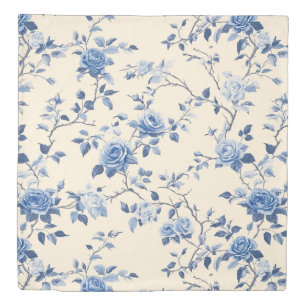 Blue Vintage Floral Toile Pattern (6) Duvet Cover