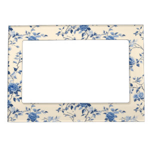 Blue Vintage Floral Toile Pattern (6) Magnetic Frame