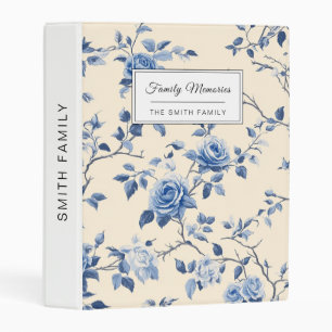 Blue Vintage Floral Toile Pattern (6) Mini Binder
