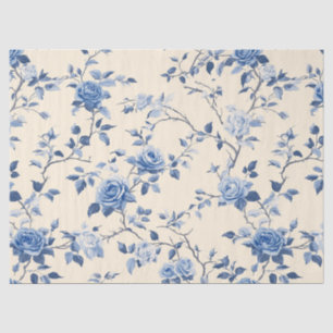 Blue Vintage Floral Toile Pattern (6) Tissue Paper