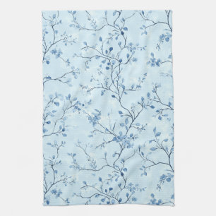 Blue Vintage Floral Toile Pattern (7) Kitchen Towel