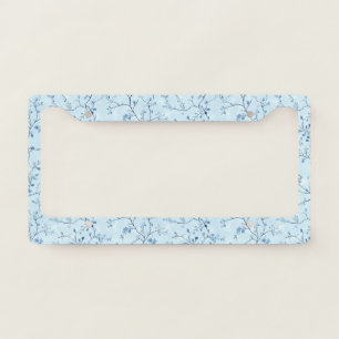 Blue Vintage Floral Toile Pattern (7) License Plate Frame
