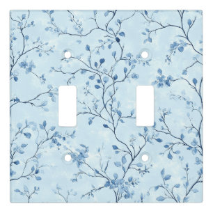 Blue Vintage Floral Toile Pattern (7) Light Switch Cover