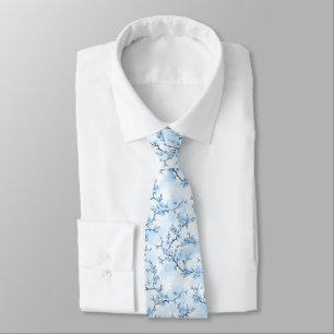 Blue Vintage Floral Toile Pattern (8) Neck Tie