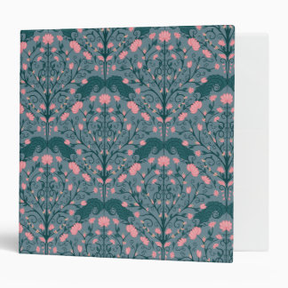 Blue Vintage Floral Vine Pattern 3 Ring Binder