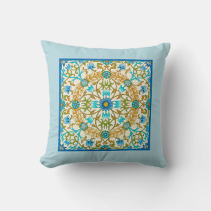 Blue Vintage Floral William Morris Design Throw Pillow