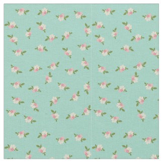 Blue Vintage Flower Pattern Fabric