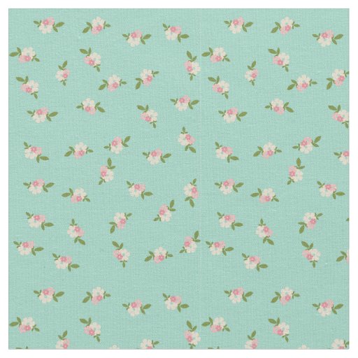 Blue Vintage Flower Pattern Fabric