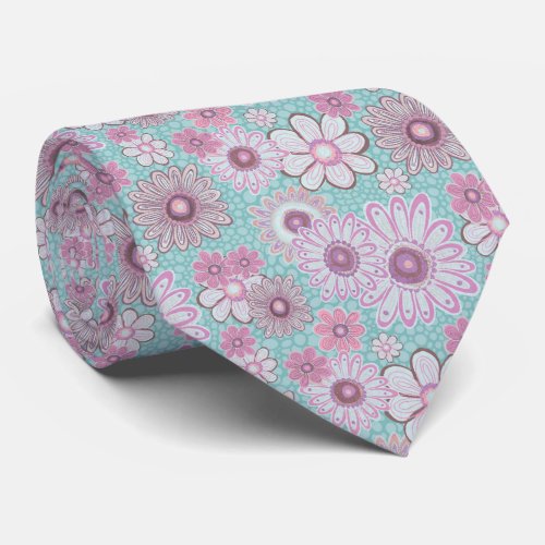 Blue Vintage Flower Vibes Neck Tie