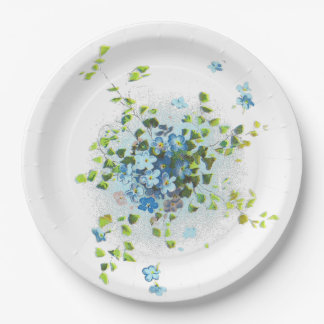 Blue Vintage Forget-Me-Nots Paper Plates