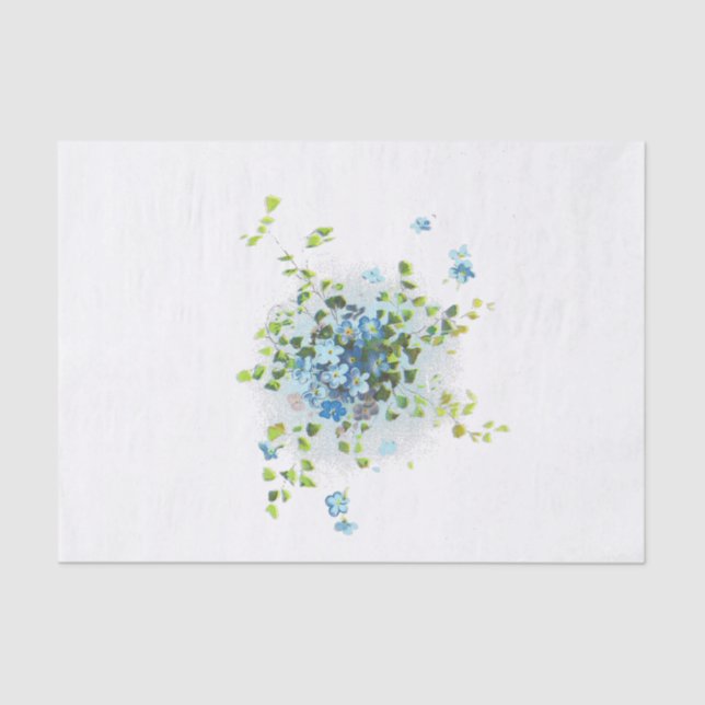 Blue Vintage Forget-Me-Nots Tissue Paper (Front)