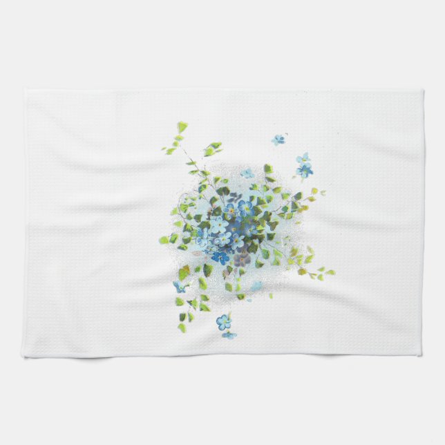 Blue Vintage Forget-Me-Nots Towel (Horizontal)