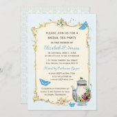 Blue Vintage French Bridal Tea Party Invitation (Front/Back)
