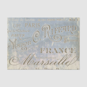 Blue Vintage French City Names Paris Tissue Paper