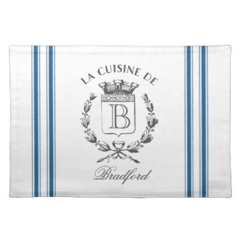 Blue Vintage French Custom Family Crest Cloth Placemat by HoundandPartridge at Zazzle