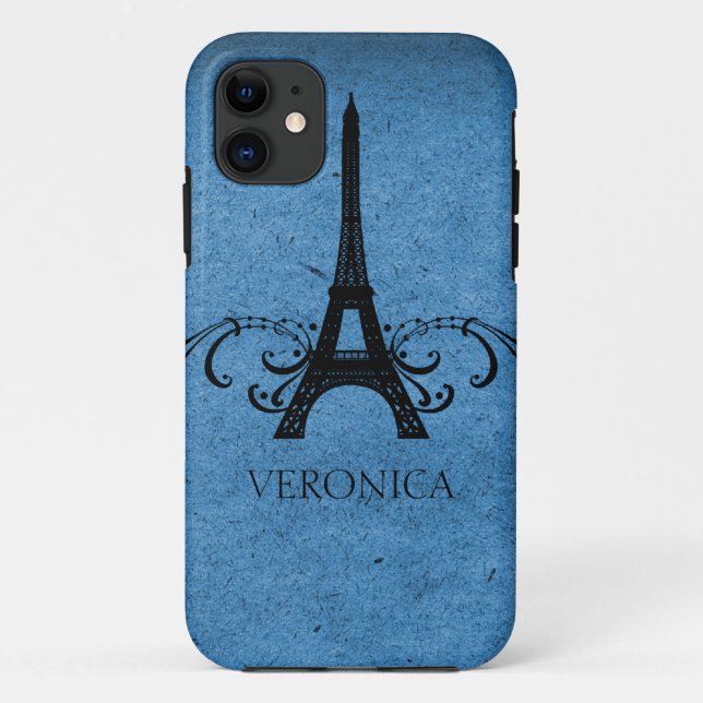 Blue Vintage French Flourish Case-Mate iPhone Case (Back)