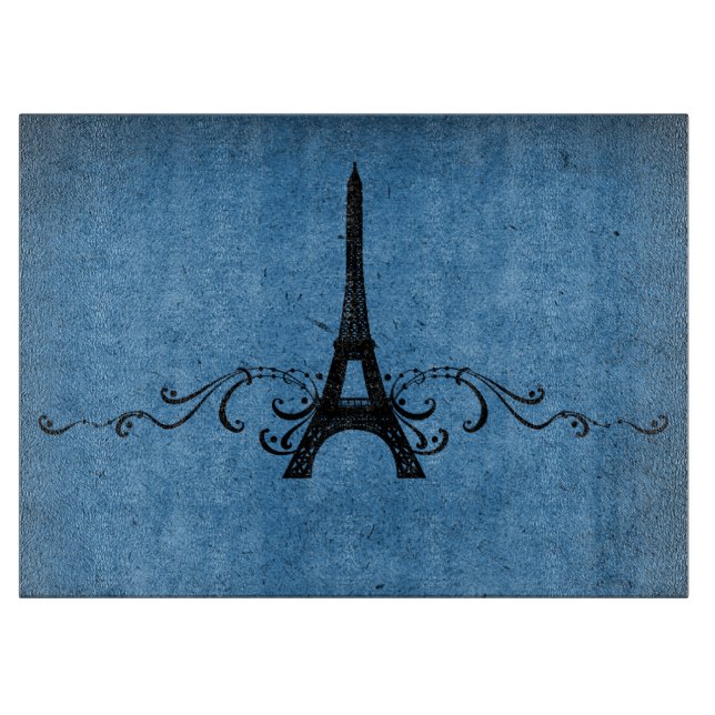 Blue Vintage French Flourish Cutting Board (Front)