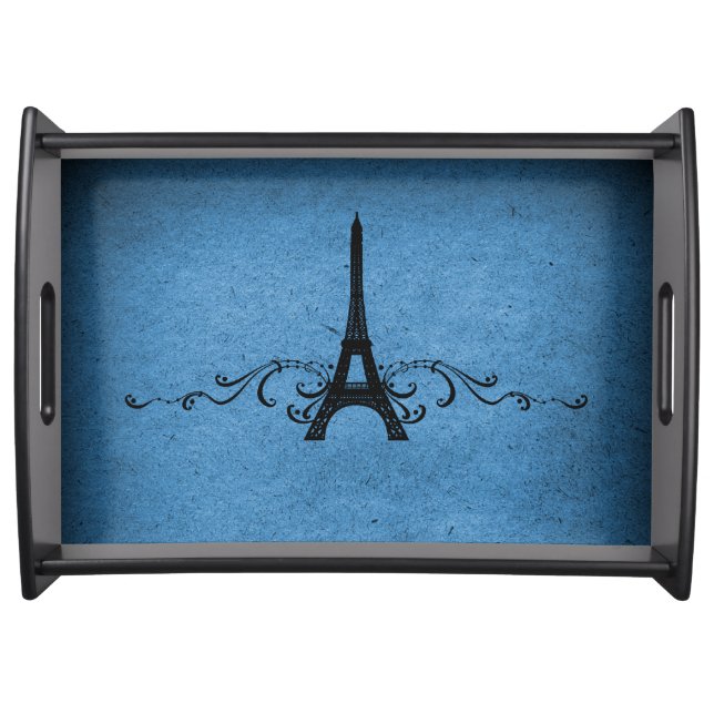 Blue Vintage French Flourish Serving Tray (Front)