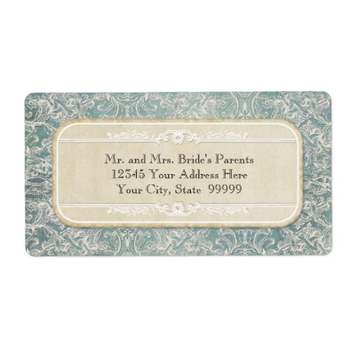 Blue Vintage French Regency Lace Etched Wedding Label