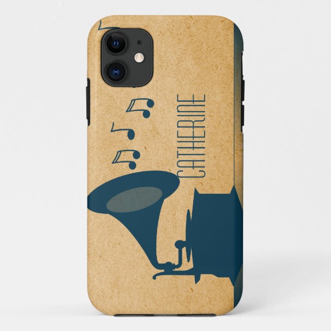 Blue Vintage Gramophone BT ID iPhone 5 Case (Back)