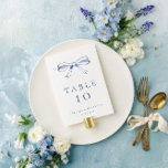Blue Vintage Hand Drawn Bow Wedding  Table Number<br><div class="desc">Blue Vintage Hand Drawn Bow Wedding Table Number. Personalize with your names and wedding date.</div>