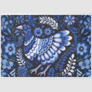 Blue Vintage Inspired Bird Collage Decoupage Tissue Paper