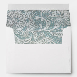 Blue Vintage Lace Invitation Envelope