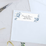 Blue Vintage Line Drawn Roses Label<br><div class="desc">Two lovely clusters of line drawn style blue roses with text fields.</div>