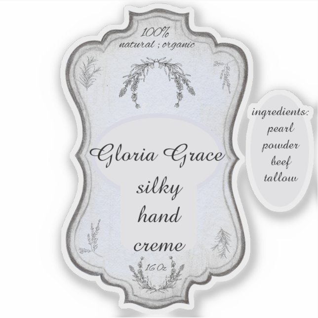 Blue Vintage Lotion Antique Jar Bottle  Sticker (Front)