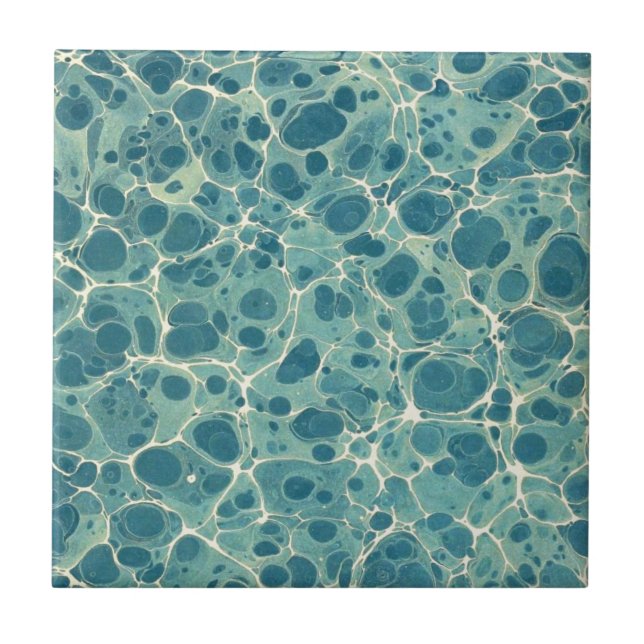 Blue Vintage Marble Paper Ceramic Tile (Front)