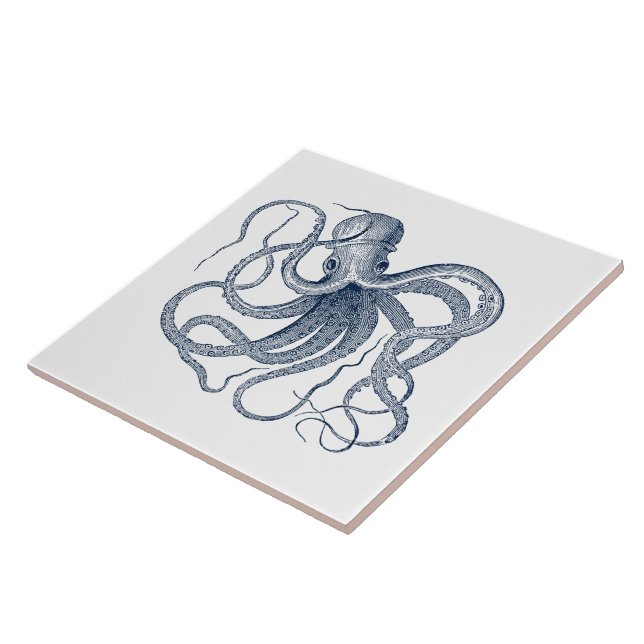 Blue Vintage Nautical Octopus Tile (Side)