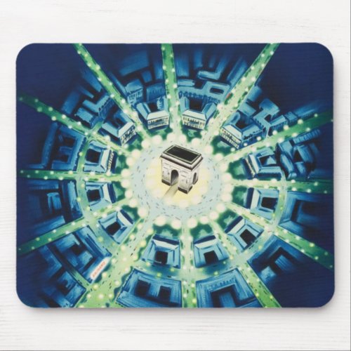 Blue Vintage Paris French Air Travel Europe Mouse Pad