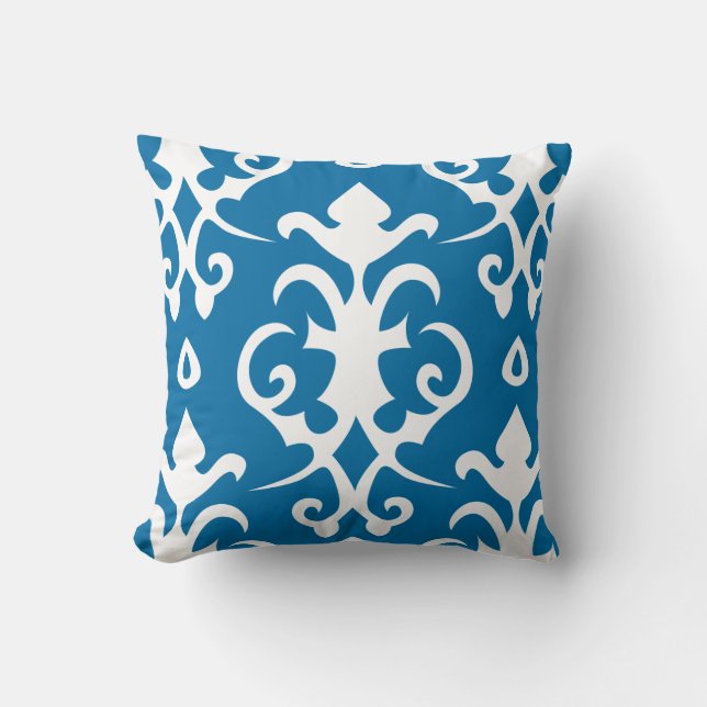 Blue Vintage Pattern Damask Pillow (Front)
